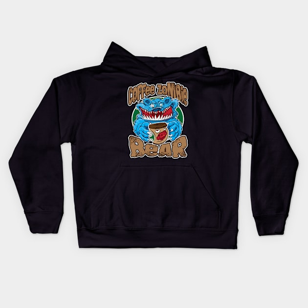 Coffee Zombie Bear Kids Hoodie by eShirtLabs